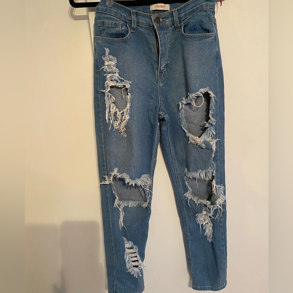 Vibrant Miu Distressed Boyfriend Jeans
